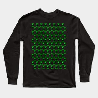 Green Solar Eclipse Pattern Long Sleeve T-Shirt